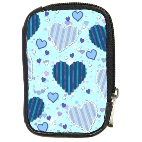 Light and Dark Blue Hearts Compact Camera Cases from ArtsNow.com Front
