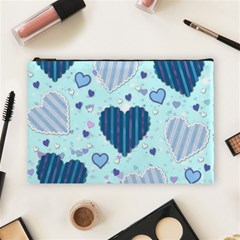 Light and Dark Blue Hearts Cosmetic Bag (Large)  from ArtsNow.com Front