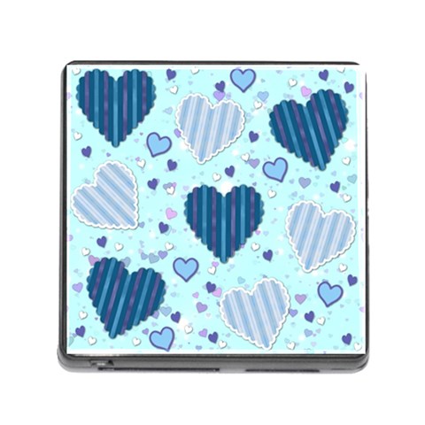 Light and Dark Blue Hearts Memory Card Reader (Square) from ArtsNow.com Front