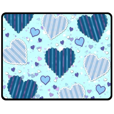 Light and Dark Blue Hearts Fleece Blanket (Medium)  from ArtsNow.com 60 x50  Blanket Front