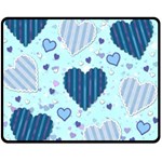 Light and Dark Blue Hearts Fleece Blanket (Medium) 