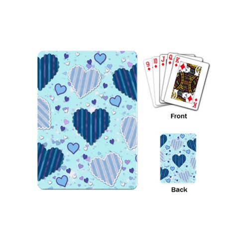 Light and Dark Blue Hearts Playing Cards (Mini)  from ArtsNow.com Back