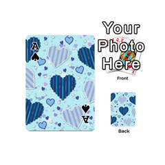 Ace Light and Dark Blue Hearts Playing Cards 54 (Mini)  from ArtsNow.com Front - SpadeA