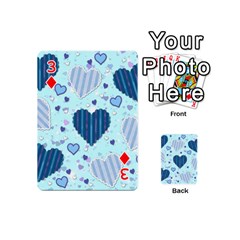 Light and Dark Blue Hearts Playing Cards 54 (Mini)  from ArtsNow.com Front - Diamond3