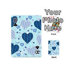 Light and Dark Blue Hearts Playing Cards 54 (Mini)  from ArtsNow.com Front - Club10