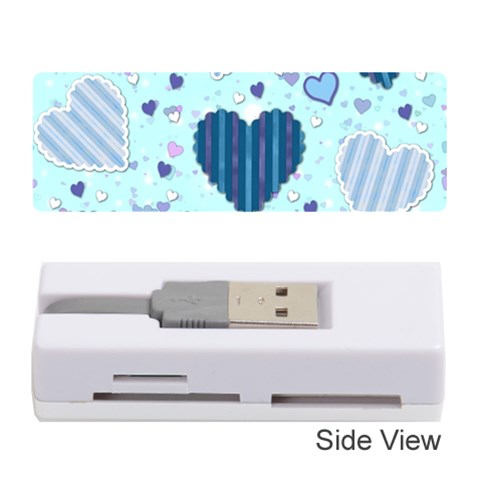 Light and Dark Blue Hearts Memory Card Reader (Stick)  from ArtsNow.com Front