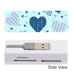 Light and Dark Blue Hearts Memory Card Reader (Stick) 