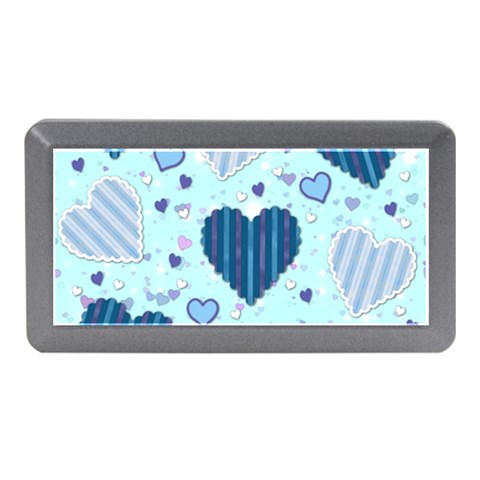 Light and Dark Blue Hearts Memory Card Reader (Mini) from ArtsNow.com Front