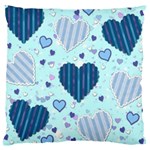 Light and Dark Blue Hearts Large Cushion Case (Two Sides)