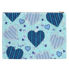 Light and Dark Blue Hearts Cosmetic Bag (XXL)  from ArtsNow.com Back
