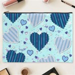 Light and Dark Blue Hearts Cosmetic Bag (XXXL) 