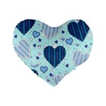 Light and Dark Blue Hearts Standard 16  Premium Heart Shape Cushions