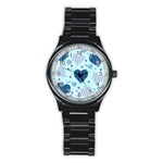 Light and Dark Blue Hearts Stainless Steel Round Watch