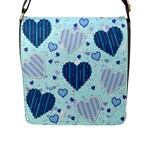 Light and Dark Blue Hearts Flap Messenger Bag (L) 