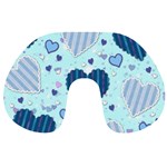 Light and Dark Blue Hearts Travel Neck Pillows