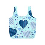 Light and Dark Blue Hearts Full Print Recycle Bags (S) 