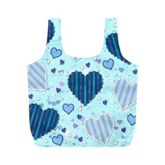 Light and Dark Blue Hearts Full Print Recycle Bags (M)  from ArtsNow.com Front