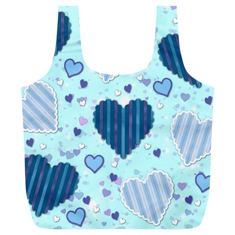Light and Dark Blue Hearts Full Print Recycle Bags (L)  from ArtsNow.com Front