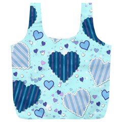 Light and Dark Blue Hearts Full Print Recycle Bags (L)  from ArtsNow.com Front