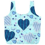 Light and Dark Blue Hearts Full Print Recycle Bags (L) 