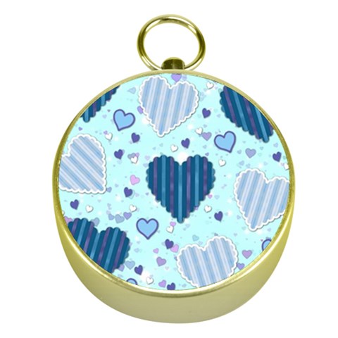 Light and Dark Blue Hearts Gold Compasses from ArtsNow.com Front