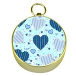 Light and Dark Blue Hearts Gold Compasses