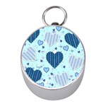 Light and Dark Blue Hearts Mini Silver Compasses