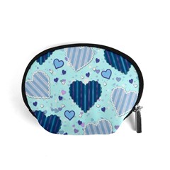 Light and Dark Blue Hearts Accessory Pouches (Small)  from ArtsNow.com Front