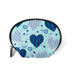 Light and Dark Blue Hearts Accessory Pouches (Small)  from ArtsNow.com Back