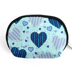 Light and Dark Blue Hearts Accessory Pouches (Medium)  from ArtsNow.com Front