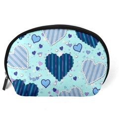 Light and Dark Blue Hearts Accessory Pouches (Large)  from ArtsNow.com Back