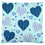 Light and Dark Blue Hearts Standard Flano Cushion Case (One Side)