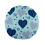 Light and Dark Blue Hearts Standard 15  Premium Flano Round Cushions