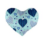 Light and Dark Blue Hearts Standard 16  Premium Flano Heart Shape Cushions