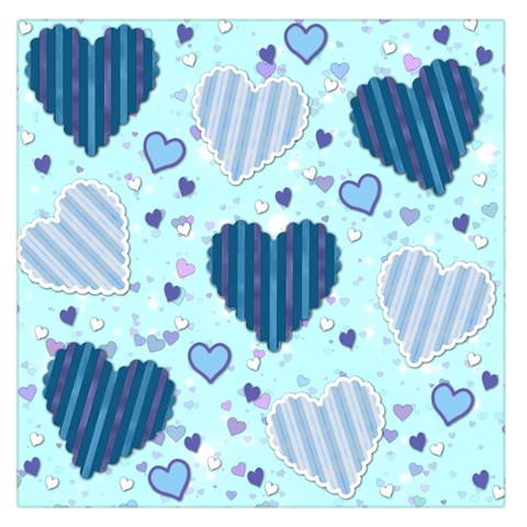 Light and Dark Blue Hearts Large Satin Scarf (Square) from ArtsNow.com Front