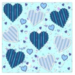 Light and Dark Blue Hearts Large Satin Scarf (Square)