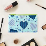 Light and Dark Blue Hearts Cosmetic Bag (XS)