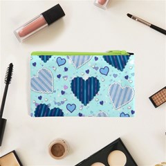 Light and Dark Blue Hearts Cosmetic Bag (XS) from ArtsNow.com Back