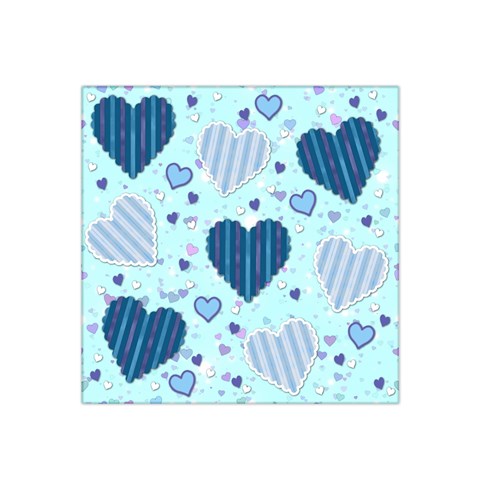 Light and Dark Blue Hearts Satin Bandana Scarf from ArtsNow.com Front
