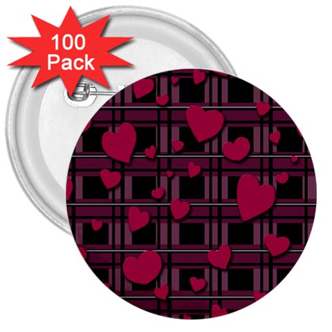 Harts pattern 3  Buttons (100 pack)  from ArtsNow.com Front
