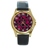 Harts pattern Round Gold Metal Watch