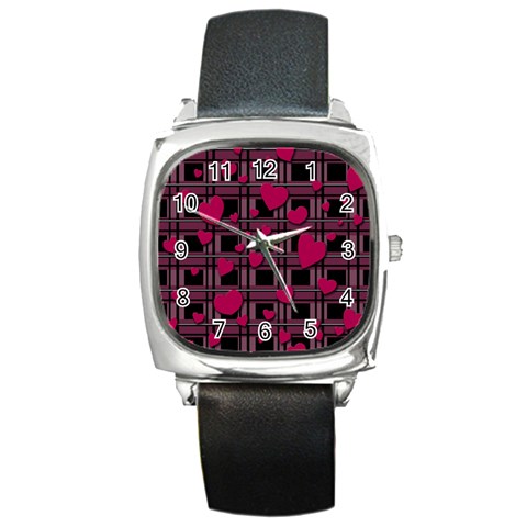 Harts pattern Square Metal Watch from ArtsNow.com Front