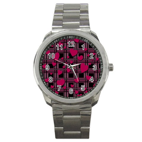 Harts pattern Sport Metal Watch from ArtsNow.com Front
