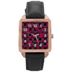 Harts pattern Rose Gold Leather Watch 