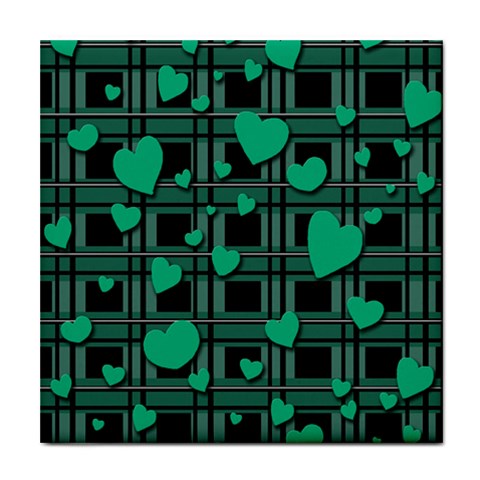 Green love Tile Coasters from ArtsNow.com Front