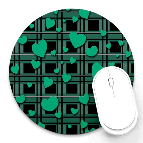 Green love Round Mousepads from ArtsNow.com Front