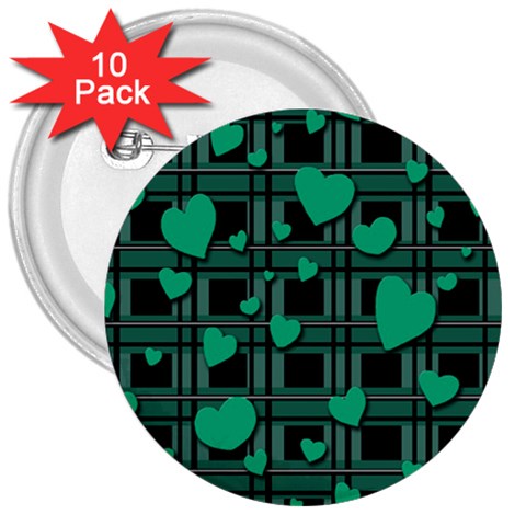 Green love 3  Buttons (10 pack)  from ArtsNow.com Front