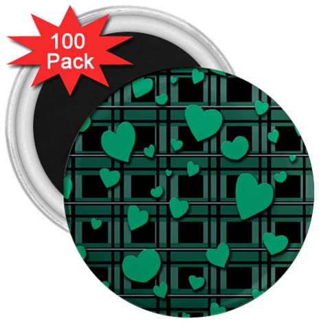 Green love 3  Magnets (100 pack) from ArtsNow.com Front