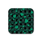 Green love Rubber Coaster (Square) 