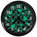 Green love Wall Clocks (Black)